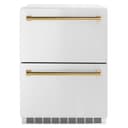 ZLINE Autograph Edition 24 in. Touchstone 168 Can Outdoor-Rated Dual Refrigerator Drawer with Stainless Steel Doors and Polished Gold Handles (RDSOZ-ST-24-G) view 1