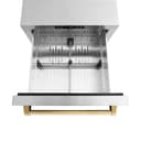 ZLINE Autograph Edition 24 in. Touchstone 168 Can Outdoor-Rated Dual Refrigerator Drawer with Stainless Steel Doors and Polished Gold Handles (RDSOZ-ST-24-G) view 6