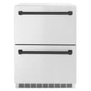 ZLINE Autograph Edition 24 in. Touchstone 168 Can Outdoor-Rated Dual Refrigerator Drawer with Stainless Steel Doors and Matte Black Handles (RDSOZ-ST-24-MB) view 1