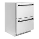 ZLINE Autograph Edition 24 in. Touchstone 168 Can Outdoor-Rated Dual Refrigerator Drawer with Stainless Steel Doors and Matte Black Handles (RDSOZ-ST-24-MB) view 3