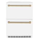 Autograph Edition 24 in. Touchstone 168 Can Outdoor-Rated Dual Refrigerator Drawer with White Matte Doors and Champagne Bronze Handles view 1