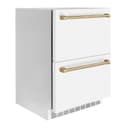 Autograph Edition 24 in. Touchstone 168 Can Outdoor-Rated Dual Refrigerator Drawer with White Matte Doors and Champagne Bronze Handles view 3