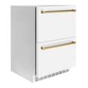 Autograph Edition 24 in. Touchstone 168 Can Outdoor-Rated Dual Refrigerator Drawer with White Matte Doors and Polished Gold Handles view 3