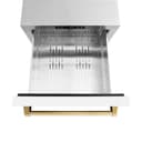 Autograph Edition 24 in. Touchstone 168 Can Outdoor-Rated Dual Refrigerator Drawer with White Matte Doors and Polished Gold Handles view 7
