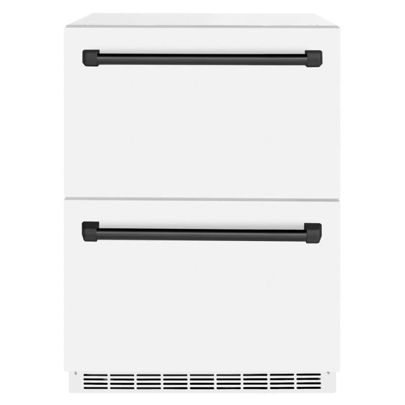 Autograph Edition 24 in. Touchstone 168 Can Outdoor-Rated Dual Refrigerator Drawer with White Matte Doors and Matte Black Handles
