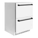 Autograph Edition 24 in. Touchstone 168 Can Outdoor-Rated Dual Refrigerator Drawer with White Matte Doors and Matte Black Handles view 3