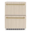 ZLINE Autograph Edition 24 in. Touchstone 168 Can Outdoor-Rated Dual Refrigerator Drawer with Panel-Ready Doors and Champagne Bronze Handles (RDSPOZ-24-CB) view 6
