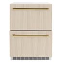 ZLINE Autograph Edition 24 in. Touchstone 168 Can Outdoor-Rated Dual Refrigerator Drawer with Panel-Ready Doors and Polished Gold Handles (RDSPOZ-24-G) view 7