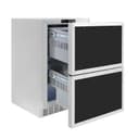 ZLINE Autograph Edition 24 in. Touchstone 168 Can Outdoor-Rated Dual Refrigerator Drawer with Panel-Ready Doors and Matte Black Handles (RDSPOZ-24-MB) view 2