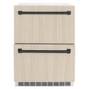 ZLINE Autograph Edition 24 in. Touchstone 168 Can Outdoor-Rated Dual Refrigerator Drawer with Panel-Ready Doors and Matte Black Handles (RDSPOZ-24-MB) view 5