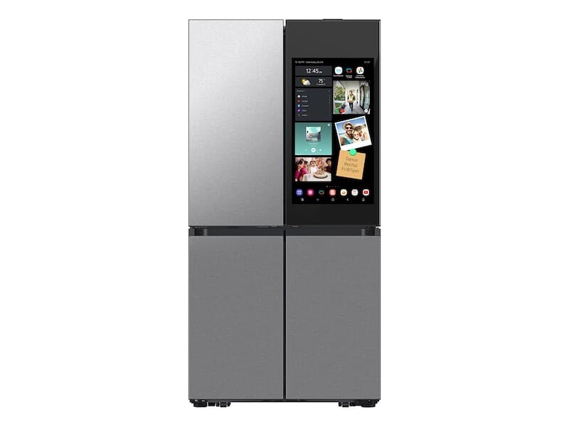 Bespoke 4 Door Flex Refrigerator 29 Cu Ft With Family Hub In Charcoal Glass Top And Stainless Steel Bottom