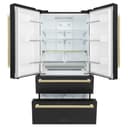36"Autograph Edition 22.5 cu. ft 4-Door French Door Refrigerator with Ice Maker in Black Stainless Steel with Champagne Bronze Square Handles view 2