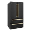 36"Autograph Edition 22.5 cu. ft 4-Door French Door Refrigerator with Ice Maker in Black Stainless Steel with Champagne Bronze Square Handles view 3