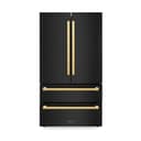36in. Autograph Edition 22.5 cu. ft 4-Door French Door Refrigerator with Ice Maker in Black Stainless Steel with Polished Gold Square Handles view 1