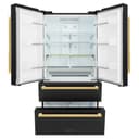 36in. Autograph Edition 22.5 cu. ft 4-Door French Door Refrigerator with Ice Maker in Black Stainless Steel with Polished Gold Square Handles view 2