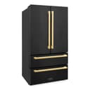 36in. Autograph Edition 22.5 cu. ft 4-Door French Door Refrigerator with Ice Maker in Black Stainless Steel with Polished Gold Square Handles view 4