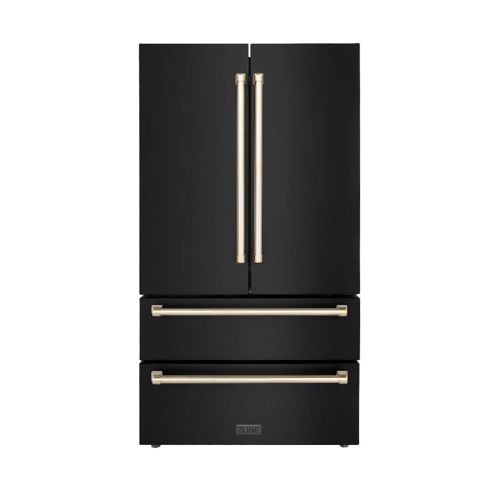 36" Autograph Edition 22.5 cu. ft Freestanding French Door Refrigerator with Ice Maker with Accents (RFMZ-36-BS) - Gold