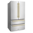 36"Autograph Edition 22.5 cu. ft 4-Door French Door Refrigerator with Ice Maker in Stainless Steel with Champagne Bronze Square Handles view 3
