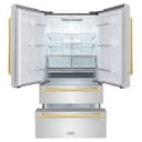 36in. Autograph Edition 22.5 cu. ft 4-Door French Door Refrigerator with Ice Maker in Stainless Steel with Polished Gold Square Handles view 2