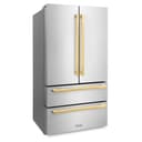 36in. Autograph Edition 22.5 cu. ft 4-Door French Door Refrigerator with Ice Maker in Stainless Steel with Polished Gold Square Handles view 3