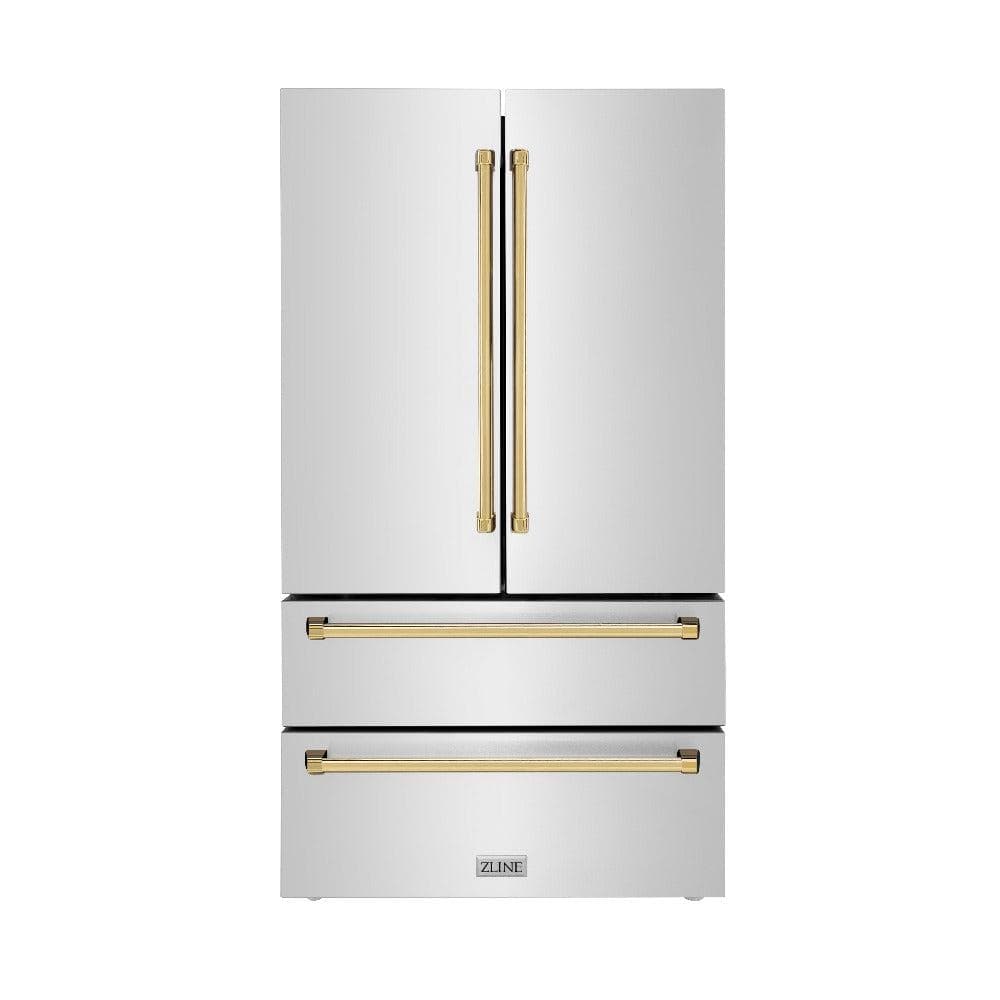 36" Autograph Edition 22.5 cu. ft Freestanding French Door Refrigerator with Ice Maker - Gold