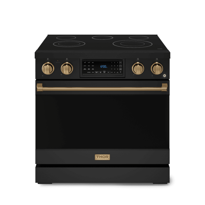 36 Inch Professional Electric Range With Tilt Panel Touch Control In Black/bronze Gordon Ramsay Series