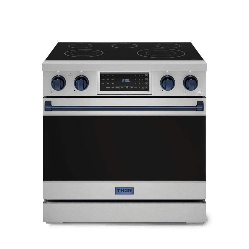 36 Inch Professional Electric Range With Tilt Panel Touch Control In Stainless Steel/navy Blue Gordon Ramsay Series