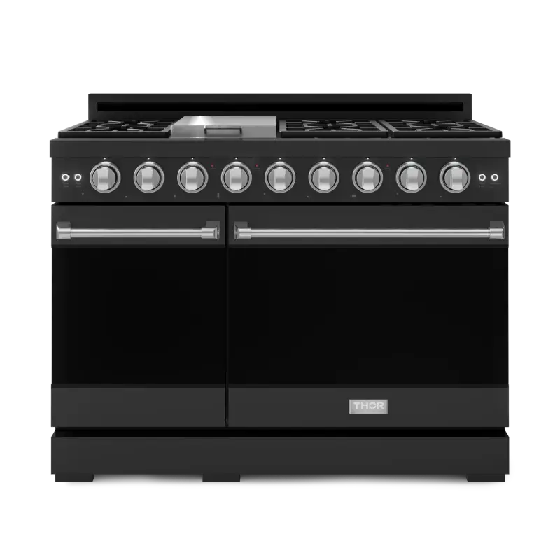 48 Inch Professional Gas Range With Pro-style Knobs In Black/stainless Steel Gordon Ramsay Series