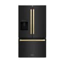 AutographEdition 36 in. 28.9 cu. ft. Standard-Depth French Door External Water Dispenser Refrigerator with Dual Ice Maker in Black Stainless Steel and Champagne Bronze Square Handles view 1