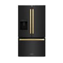 AutographEdition 36 in. 28.9 cu. ft. Standard-Depth French Door External Water Dispenser Refrigerator with Dual Ice Maker in Black Stainless Steel and Polished Gold Square Handles view 1