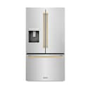 AutographEdition 36 in. 28.9 cu. ft. Standard-Depth French Door External Water Dispenser Refrigerator with Dual Ice Maker in Fingerprint Resistant Stainless Steel and Champagne Bronze Handles view 1