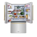 AutographEdition 36 in. 28.9 cu. ft. Standard-Depth French Door External Water Dispenser Refrigerator with Dual Ice Maker in Fingerprint Resistant Stainless Steel and Champagne Bronze Handles view 3