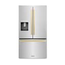 AutographEdition 36 in. 28.9 cu. ft. Standard-Depth French Door External Water Dispenser Refrigerator with Dual Ice Maker in Fingerprint Resistant Stainless Steel and Champagne Bronze Square Handles view 1