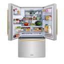 AutographEdition 36 in. 28.9 cu. ft. Standard-Depth French Door External Water Dispenser Refrigerator with Dual Ice Maker in Fingerprint Resistant Stainless Steel and Champagne Bronze Square Handles view 3