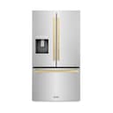 AutographEdition 36 in. 28.9 cu. ft. Standard-Depth French Door External Water Dispenser Refrigerator with Dual Ice Maker in Fingerprint Resistant Stainless Steel and Champagne Bronze Square Handles view 4