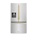 AutographEdition 36 in. 28.9 cu. ft. Standard-Depth French Door External Water Dispenser Refrigerator with Dual Ice Maker in Fingerprint Resistant Stainless Steel and Polished Gold Square Handles view 1