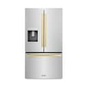 AutographEdition 36 in. 28.9 cu. ft. Standard-Depth French Door External Water Dispenser Refrigerator with Dual Ice Maker in Fingerprint Resistant Stainless Steel and Polished Gold Square Handles view 3