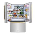 AutographEdition 36 in. 28.9 cu. ft. Standard-Depth French Door External Water Dispenser Refrigerator with Dual Ice Maker in Fingerprint Resistant Stainless Steel and Polished Gold Square Handles view 4