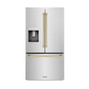 AutographEdition 36 in. 28.9 cu. ft. Standard-Depth French Door External Water Dispenser Refrigerator with Dual Ice Maker in Fingerprint Resistant Stainless Steel and Polished Gold Handles view 1