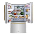 AutographEdition 36 in. 28.9 cu. ft. Standard-Depth French Door External Water Dispenser Refrigerator with Dual Ice Maker in Fingerprint Resistant Stainless Steel and Polished Gold Handles view 3