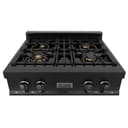 30" Porcelain Gas Stovetop with 4 Gas Brass Burners view 3