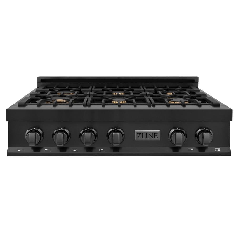 36" Porcelain Gas Stovetop with 6 Gas Brass Burners