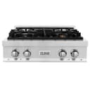 30" Porcelain Gas Stovetop with 4 Gas Brass Burners view 1