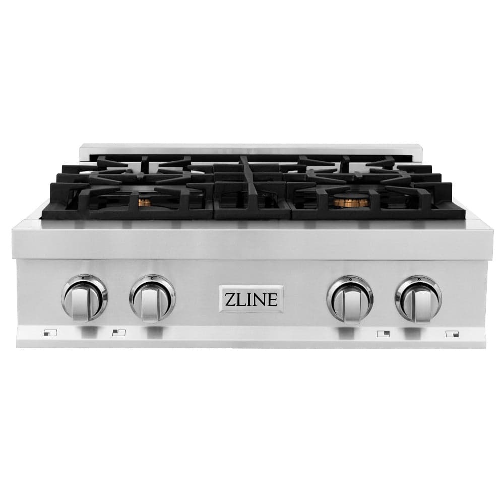 30" Porcelain Gas Stovetop with 4 Gas Brass Burners