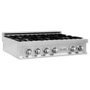36" Porcelain Gas Stovetop with 6 Gas Brass Burners and Griddle view 1