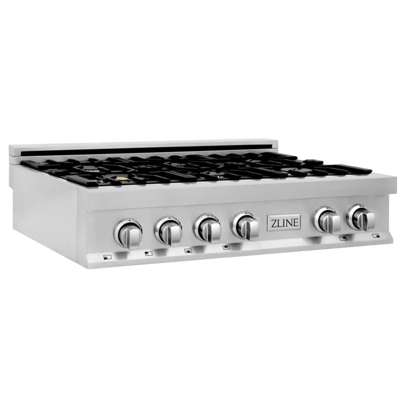 36" Porcelain Gas Stovetop with 6 Gas Brass Burners and Griddle