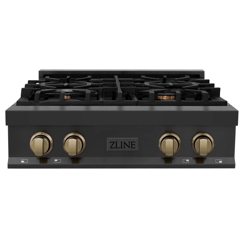 Autograph Edition 30" Porcelain Rangetop with 4 Gas Burners and Champagne Bronze Accents