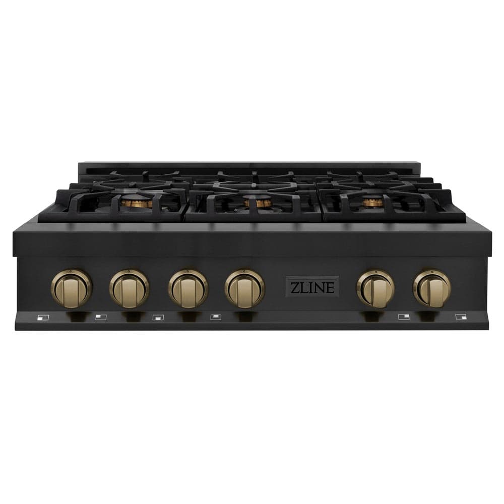 Autograph Edition 36" Porcelain Rangetop with 6 Gas Burners and Champagne Bronze Accents