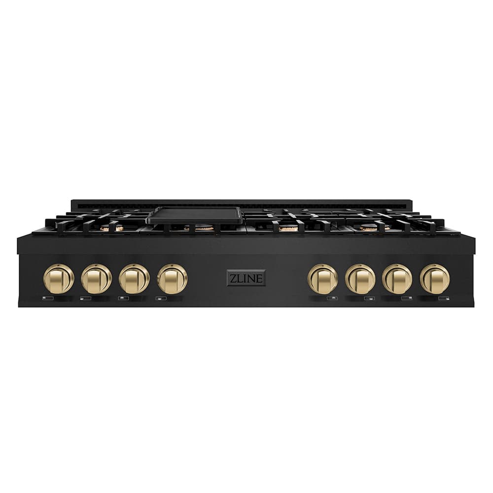 Autograph Edition 48" Porcelain Rangetop with 7 Gas Burners and Champagne Bronze Accents
