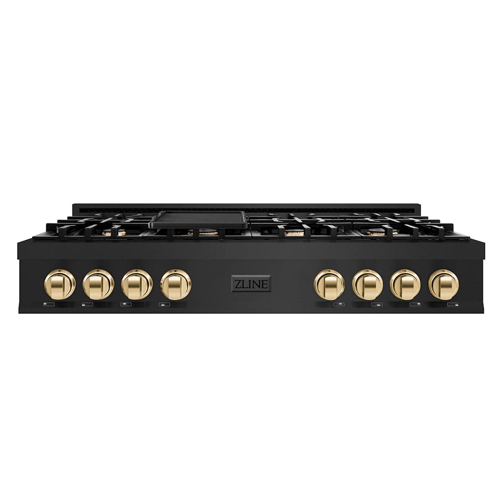 Autograph Edition 48" Porcelain Rangetop with 7 Gas Burners and Gold Accents